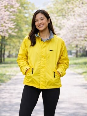 Vintage Nike Yellow Windbreaker Jacket Made in Taiwan Women’s M 90s Swoosh